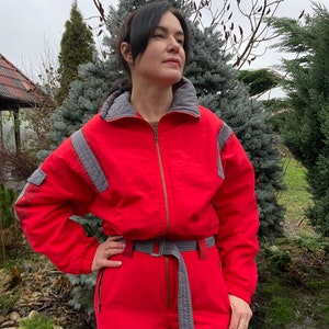 Vintage Ski Anzug, Frauen Ski Anzug, 80er Jahre Vintage Multicolor Winter Ski Overall, Vintage Schneeanzug