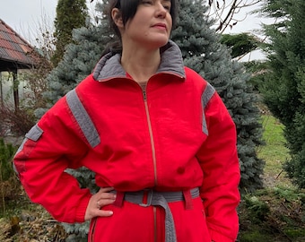 Vintage ski Suit, women ski suit, 80s Vintage Multicolor Winter Ski Overalls , Vintage snowsuit