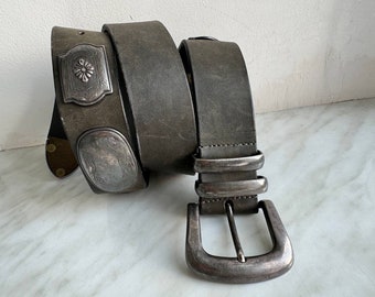 Vintage belt, Vintage genuine leather belt, echt Leder belt, folklore belt, decorated  belt
