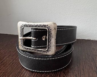 Vintage Austrian leather belt with edelweiss