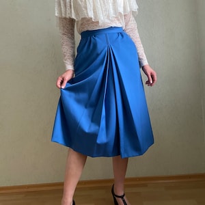 Vintage skirt, classic skirt, made in Italy skirt, blue skirt, size M