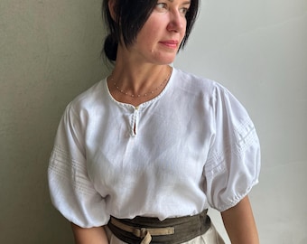 Vintage blouse, Austrian blouse, Dirndl  blouse, Vintage сotton   blouse, puffy sleeves, Bavarian blouse, embroidered blouse