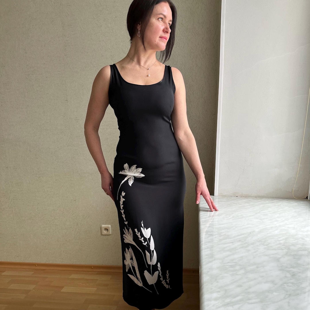 Vintage Dress, Midi Dress Cocktail Midi Dress, Black Midi Dress