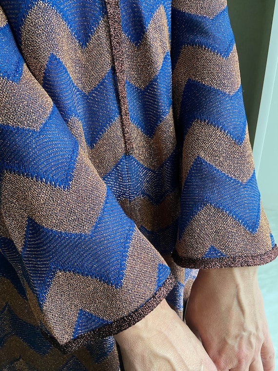 MISSONI Blue Striped Zigzag Dress, A-siluet Dress, Chevron