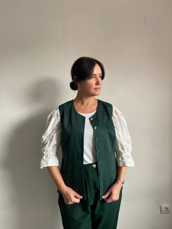 Vintage Vest, Austrian cotton vest, women's Dirnd… - image 9