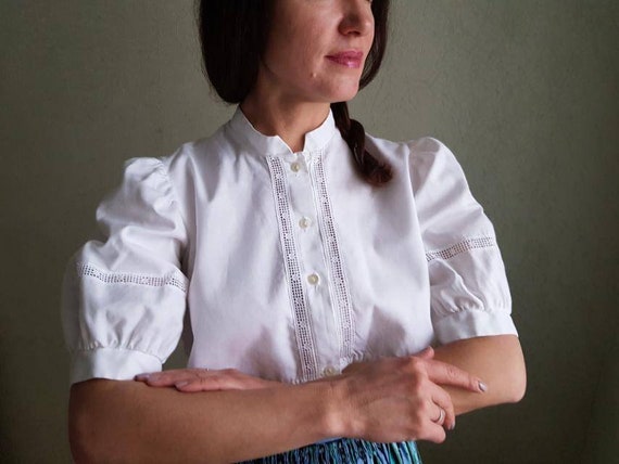Dirndl top, Dirndl blouse, Vintage cropp blouse,