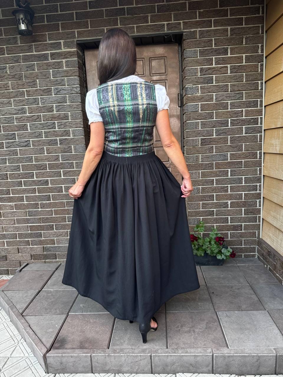 Traditional Black Dirndl Dress , Bavarian Oktoberfest Dress, Vintage Style Alpine Costume for Women