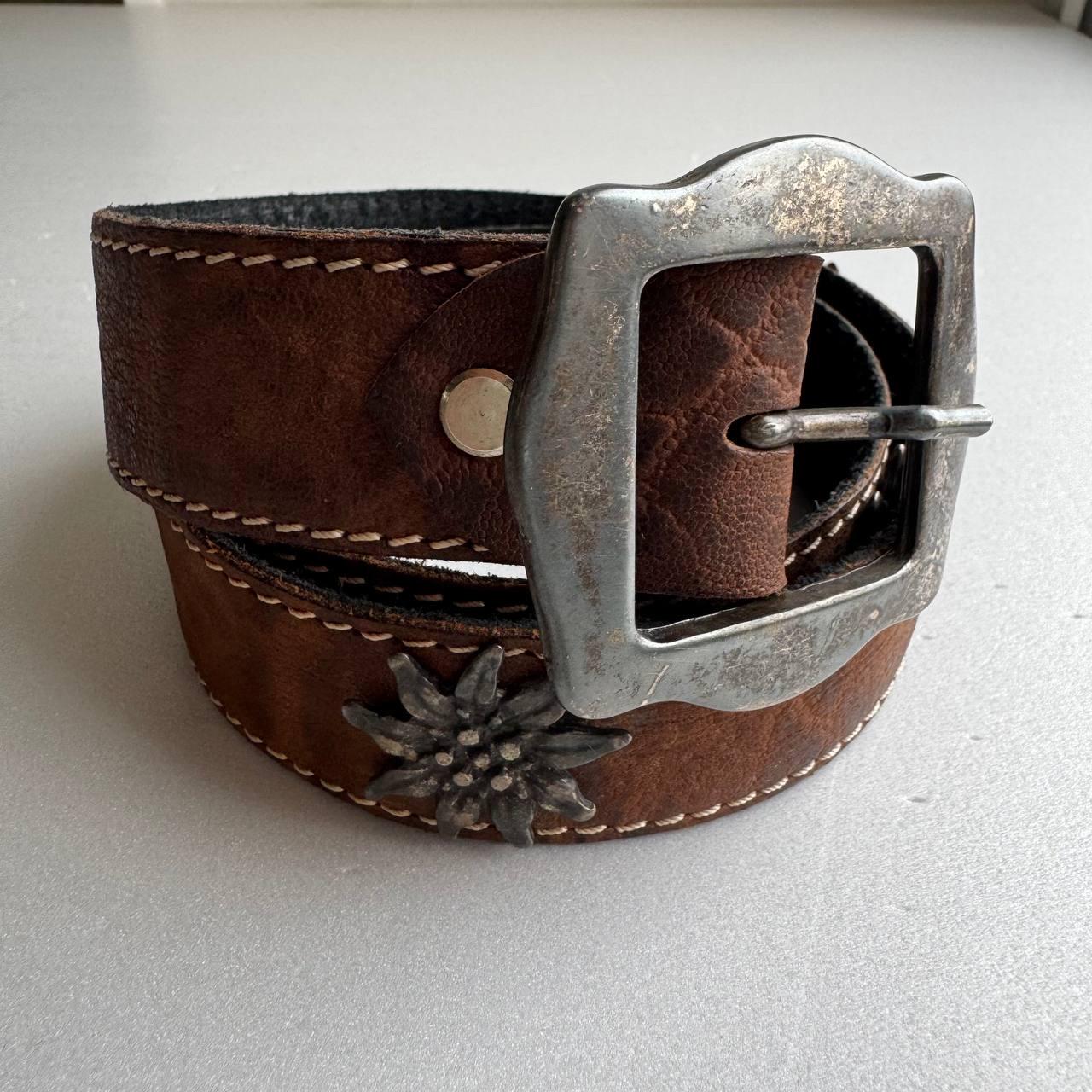 Vintage Austrian Leather Belt With Edelweiss - Etsy