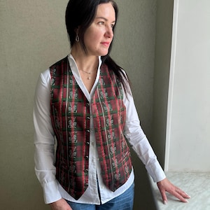 Vintage Vest, Austrian cotton vest, Dirndl Vest , Bavarian Top,  Austrian  Vest, high neck  vest, Tyrolean vest, German Octoberfest vest
