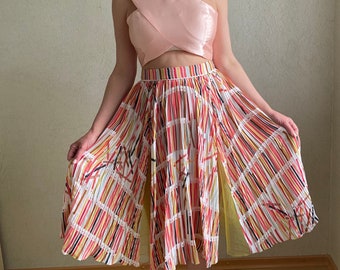 jupe vintage, jupe Elisabetta Franchi, jupe midi, jupe pulticolor, taille XS