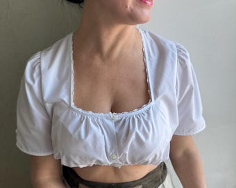 Top Dirndl, camicetta corta, camicetta corta austriaca, camicetta con maniche a sbuffo, camicetta bavarese, camicetta Octoberfest,