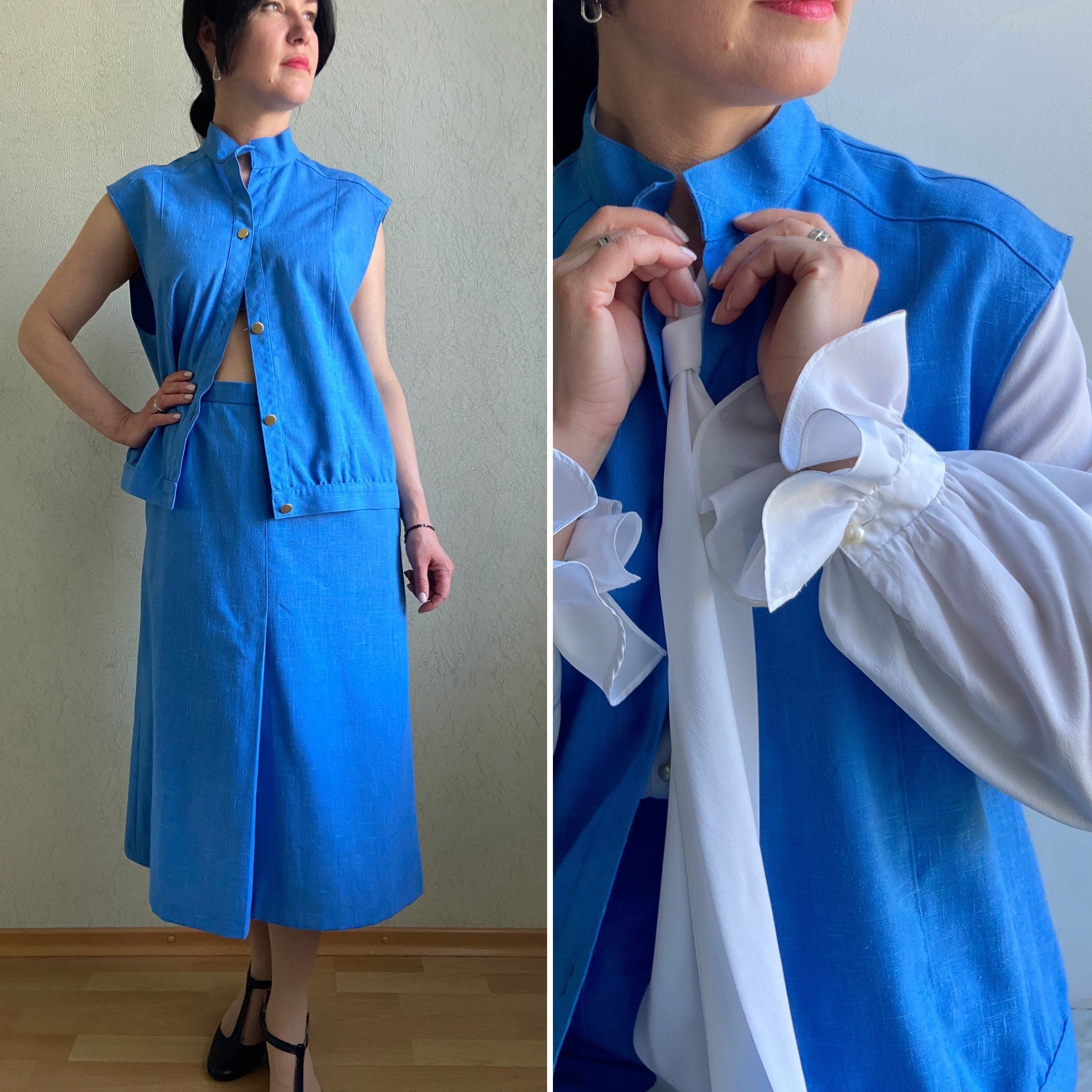 tailleur jupe vintage, tailleur jupe femme vintage, tailleur jupe en coton vintage