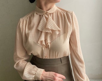 Vintage style blouse, lace  blouse,  Victorian style blouse, ivory blouse