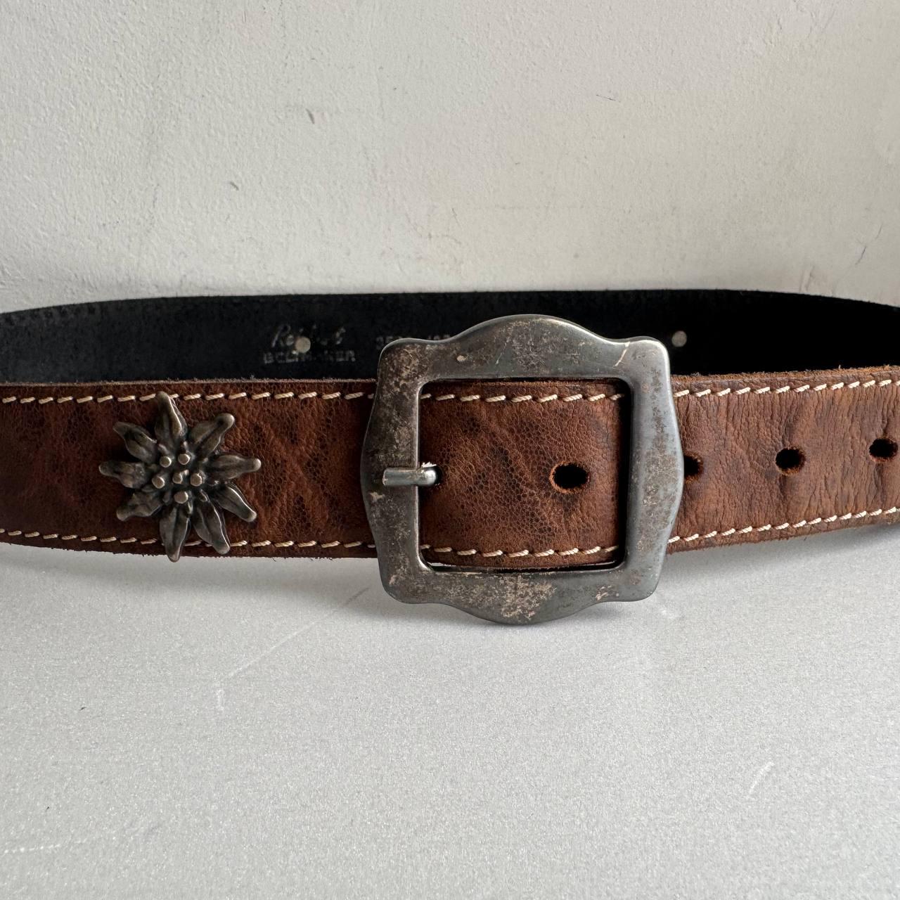 Vintage Austrian Leather Belt With Edelweiss - Etsy display picture 1
