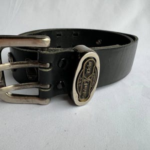 Vintage  leather belt, black Vintage Leather belt, Calvin Klein vintage belt, decorated black belt, gift for him
