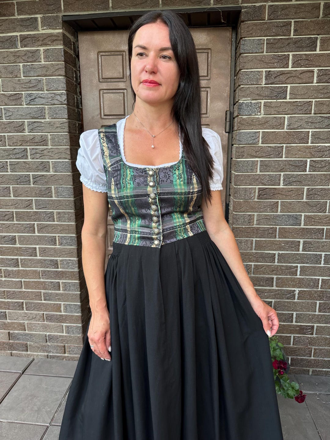 Traditional Black Dirndl Dress , Bavarian Oktoberfest Dress, Vintage Style Alpine Costume for Women