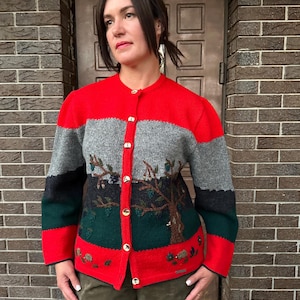 Cardigan vintage, cardigan austriaco in lana cotta, giacca in lana austriaca, cardigan in lana, cardigan ricamato, cardigan tirolese