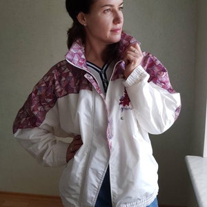 Vintage 80&#39;s Windbreaker, Vintage Jacket,  1990s fashion,  oversized windbreaker, women windbreaker