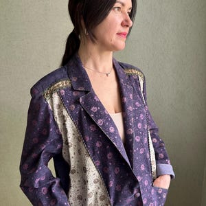 Vintage Roberto Cavalli Blazer coat , patchwork women blazer, office blazer, vintage  jacket, branded leather jacket, made in Italy