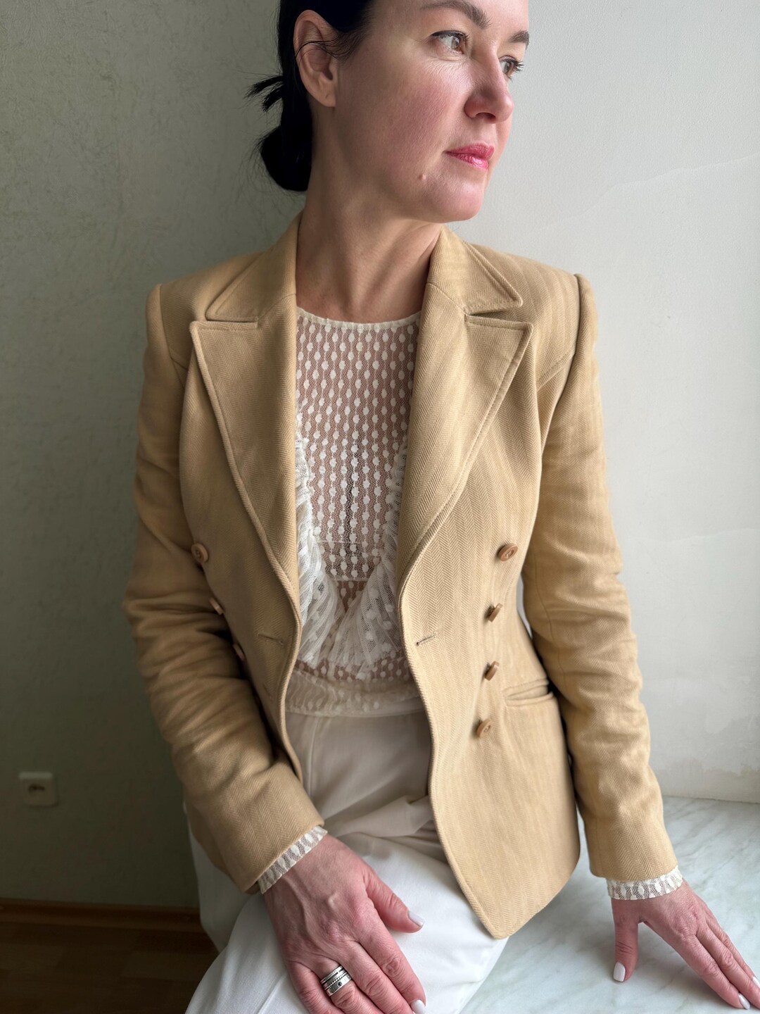 Laura Ashley mustard tweed jacket