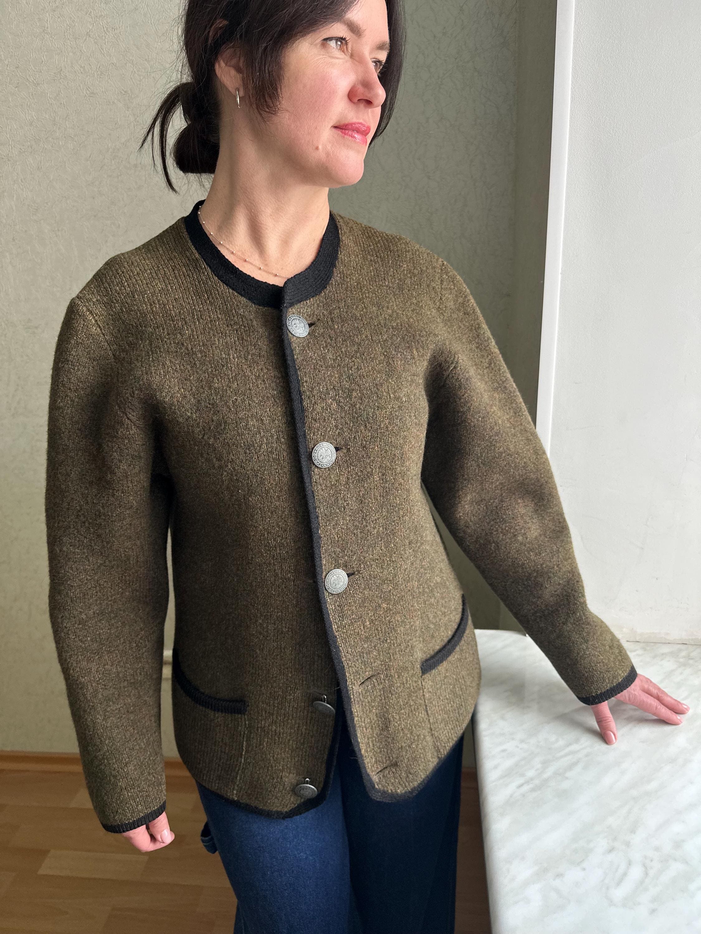 ジャケット・アウター 70s 80s EURO boiled wool tirolean jacket Vintage Boiled Wool Jacket Red Austrian Trachten Blazer, Tyrolean