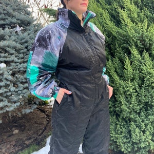 Vintage ski Suit, women ski suit, 80s Vintage Multicolor Winter Ski Overalls , Vintage snowsuit, made in Italy ski suit