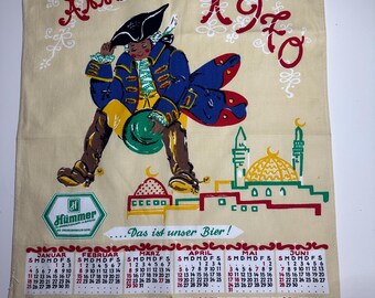 Paño de cocina vintage, paño de cocina con calendario vintage de 1970, mantelería de cocina para colgar en la pared, calendario de tela, regalo de 70 cumpleaños, regalo de Navidad