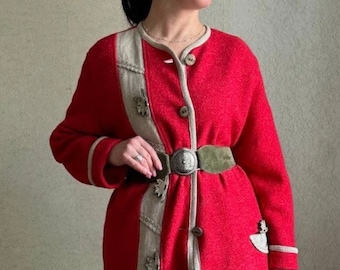 cardigan vintage pour femme, cardigan en laine autrichienne, veste en laine vintage, veste Tratchen, manteau en laine vintage