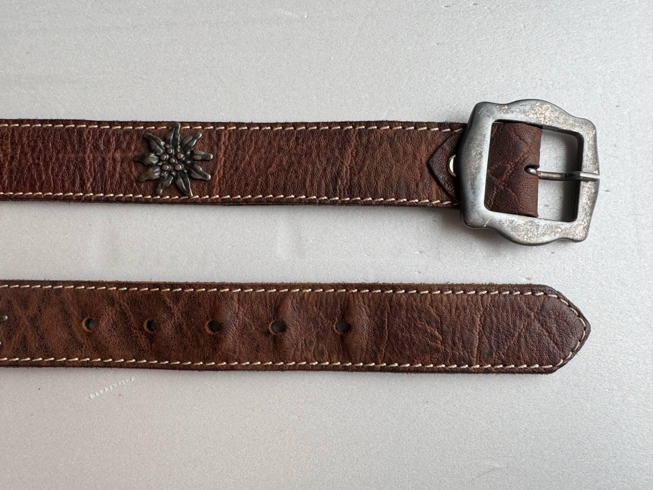 Vintage Austrian Leather Belt With Edelweiss - Etsy