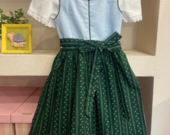 Vintage girls dress, Dirndl little girl dress, Octoberfest costume,  Austrian dress for girl, Bavarian dress, set of 3,