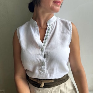 chemisier vintage, chemisier autrichien, chemisier en coton, chemise blanche, chemisier sans manches, chemise folklorique bavaroise