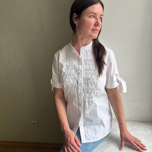 Vintage cotton blouse,  Austrian  cotton blouse/shirt  , wide sleeves blouse, Octoberfest shirt, Octoberfest blouse