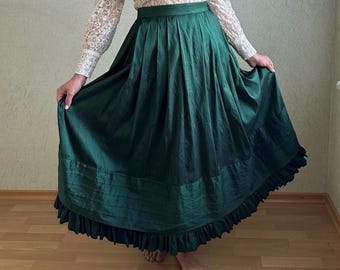 Vintage skirt, pleated silk skirt, silk Skirt, size M