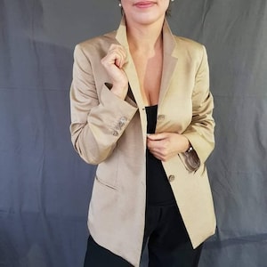 Blazer in seta, blazer vintage da donna, blazer beige, blazer anni &#39;90, blazer vintage italiano