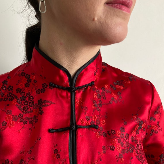 Chinese style blouse, red kimono, robe cover, Chi… - image 4