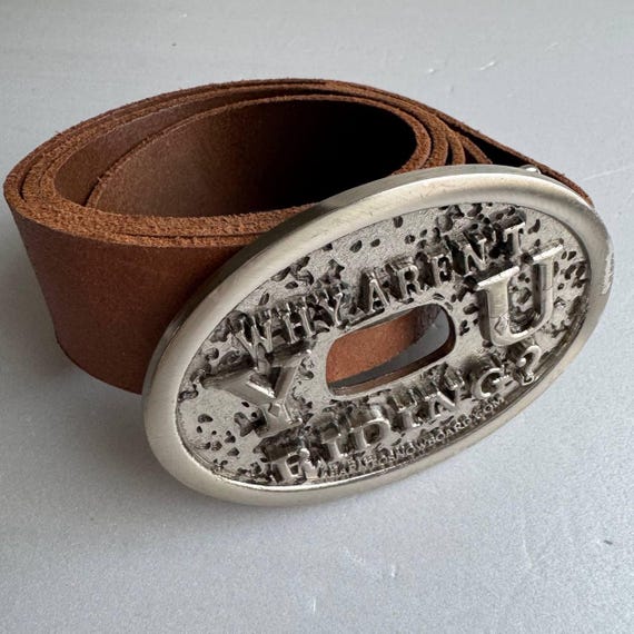 Vintage Leather Belt ,black Belt, Vintage Metal Belt Buckle 