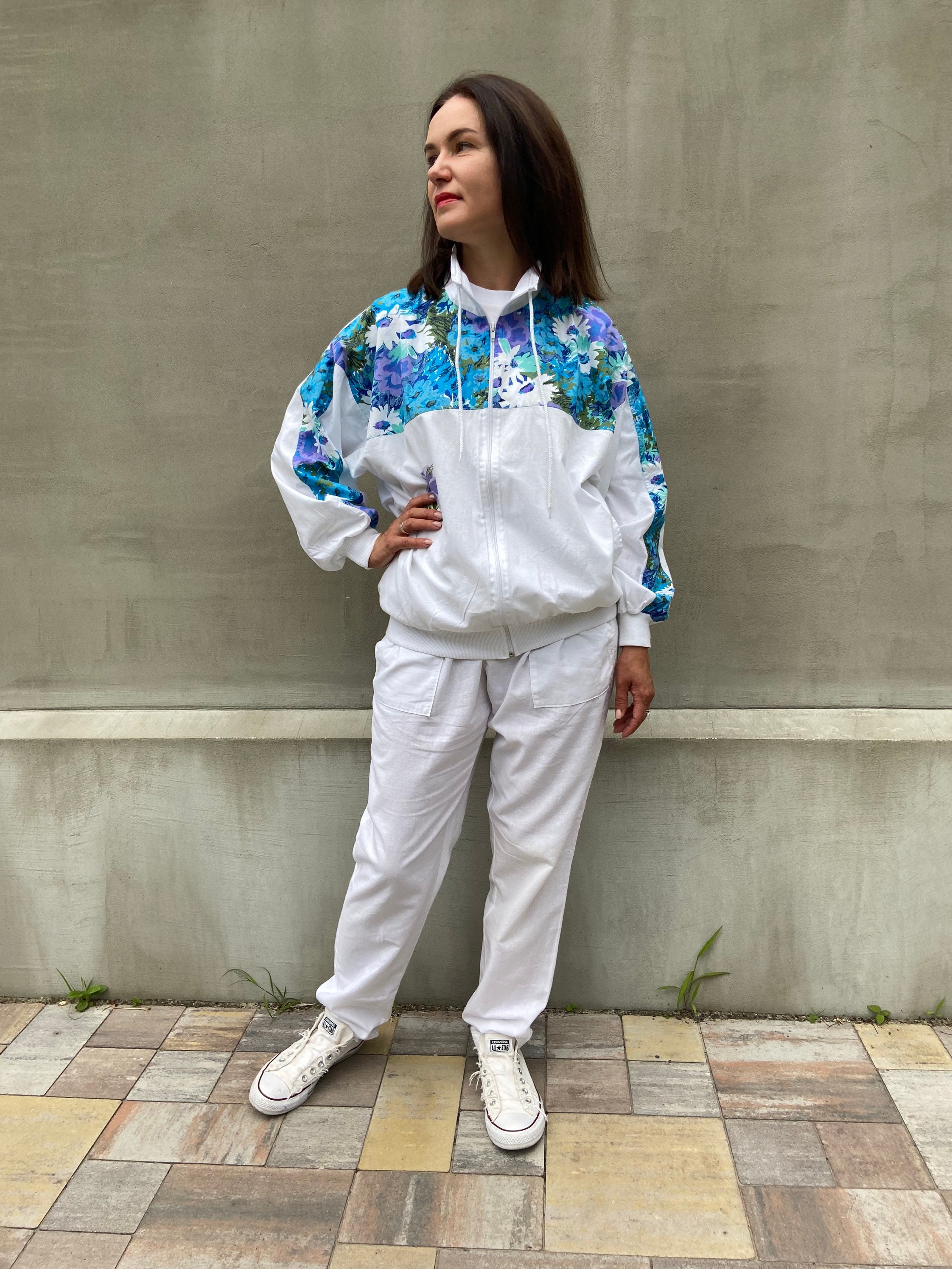 Vintage Tracksuit, Set of 3, Women Cotton Sport Suit, Size M