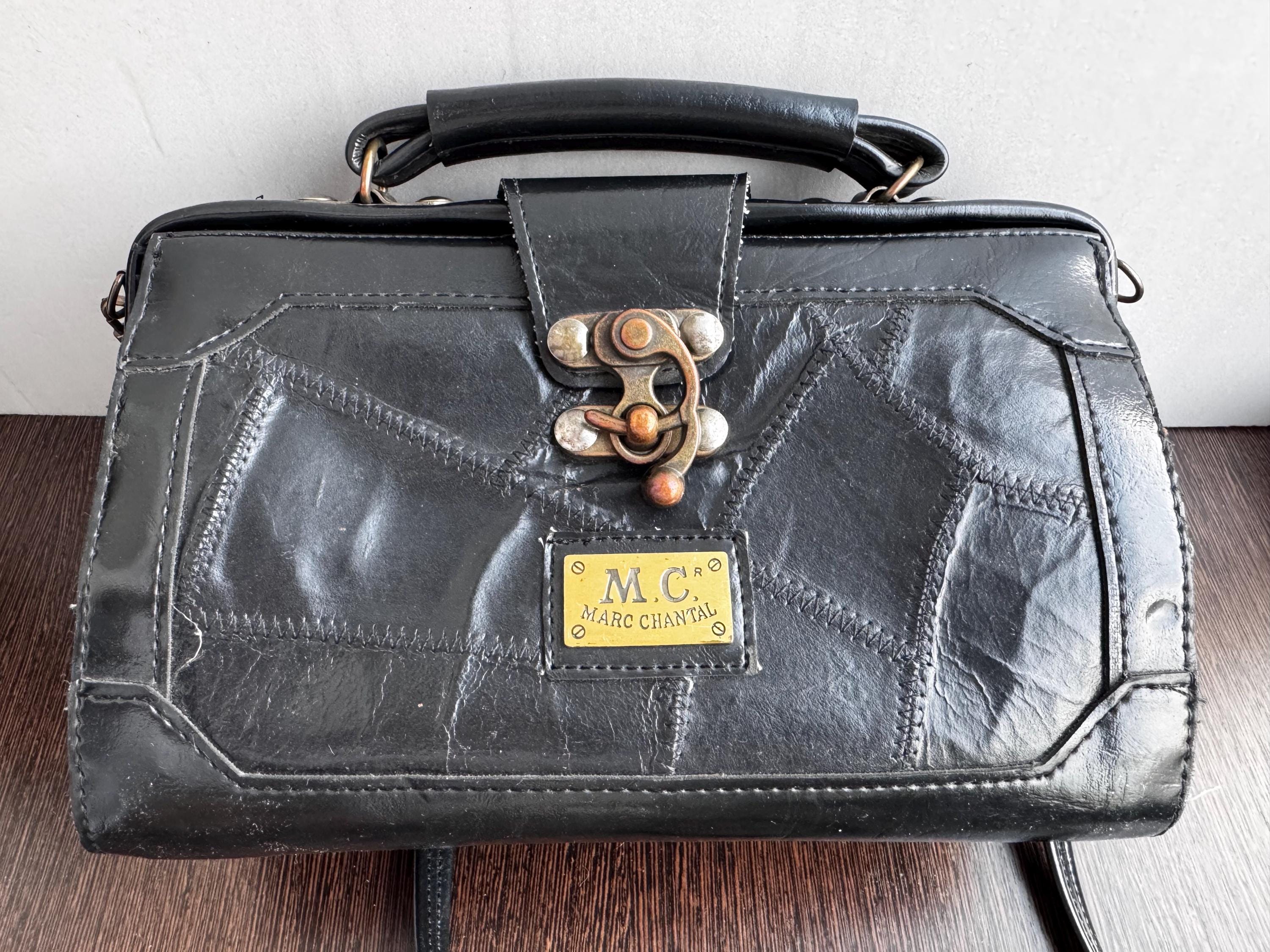 Vintage Marc Chantal Leather Shoulder Bag, Retro 90s Multi-pocket