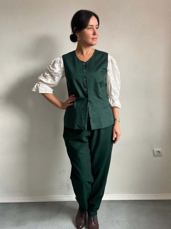 Vintage Vest, Austrian cotton vest, women's Dirnd… - image 2