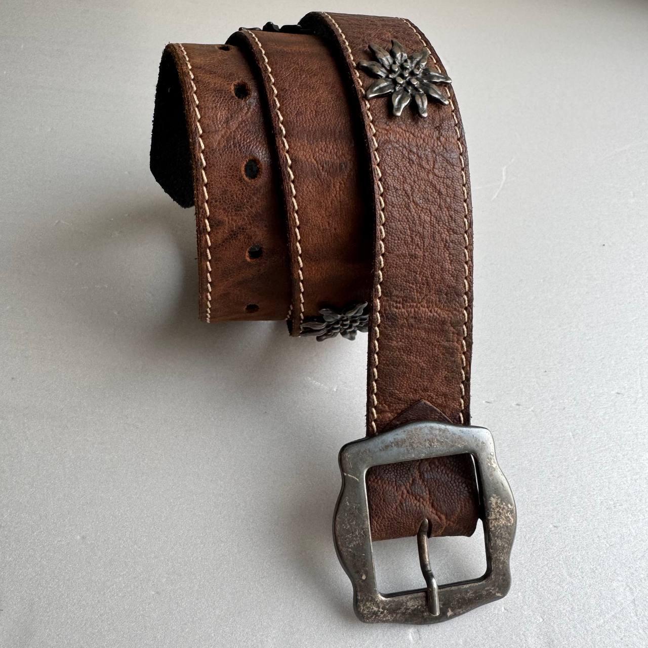 Vintage Cassandra Accessories Edelweiss Brown Leather Belt Vintage Austrian Leather Belt With Edelweiss - Etsy main image 4