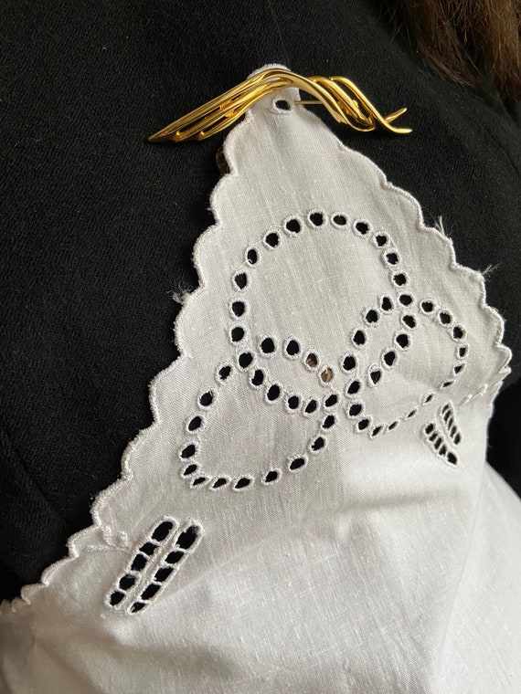 Vintage white  apron, half  cotton  apron,  white… - image 8