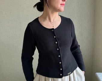 Vintage cardigan, knitted  cardigan,  black cardigan
