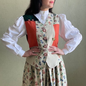 Vintage skirt suit, 2 pieces women&#39;s suit,  skirt linen suit
