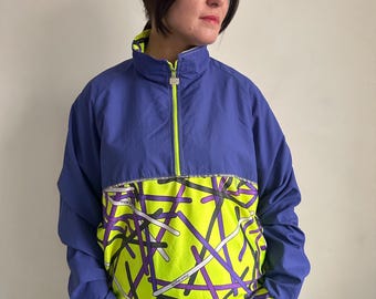 Vintage Windbreaker, Vintage sport shell Jacket,  1990s fashion,  oversized windbreaker, old school sport jacket