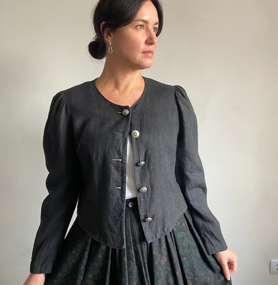 Vintage jacket,  Austrian vintage jacket, vintage blazer,  women Jacket, traditional Austrian Dirndl linen jacket