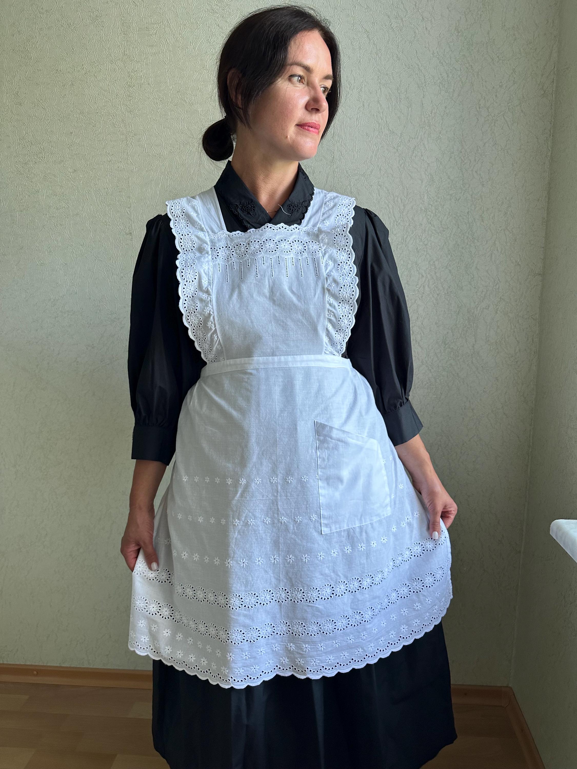 Vintage White Apron, Half Cotton Apron, Embroidered Apron Vintage White Apron, Half Cotton Apron, Embroidered Apron