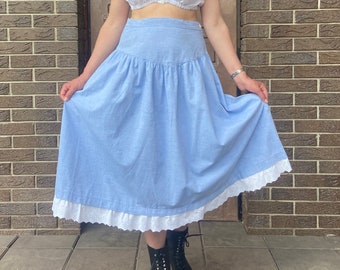 Vintage skirt, vintage cotton skirt, summer cotton skirt, high waist skirt