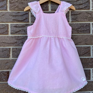 Baby girls pink  dress, vintage style little girl dress, vintage  dress for girl, flounced dress, party dress 12 months