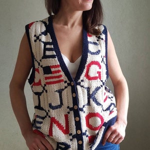 gilet vintage, gilet surdimensionné, gilet vintage, gilet brodé, gilet multicolore, taille L