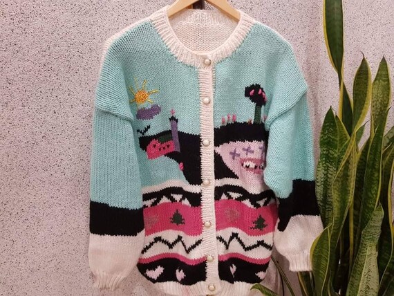 Vintage cardigan, knitted cardigan, cardigan with